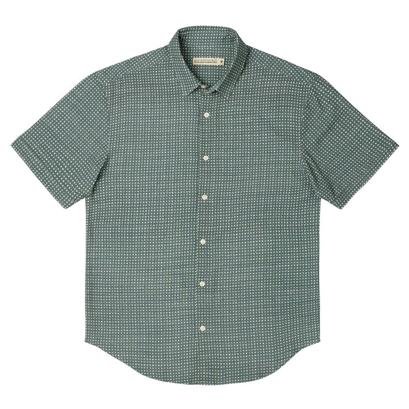 RSVLTS Palm Weave Bamboo Short Sleeve Shirt in Green — detail 3