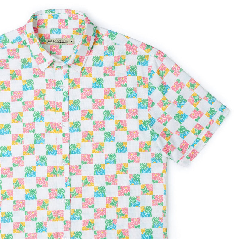 RSVLTS Late Checkout Bamboo Short Sleeve Shirt in Multicolor — detail 3