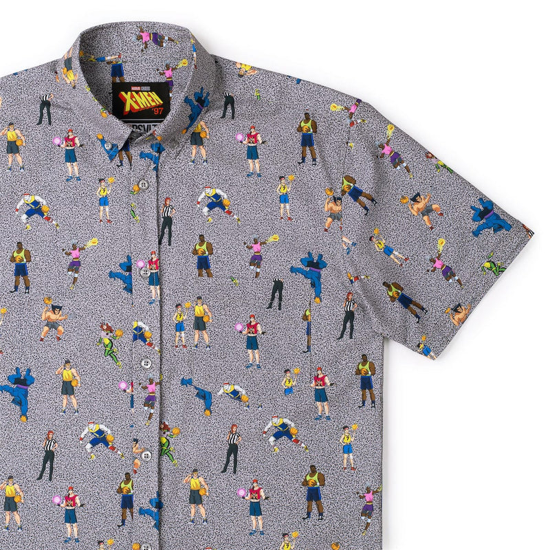 RSVLTS Remember, No Powers! KUNUFLEX Short Sleeve Shirt in Gray — front view