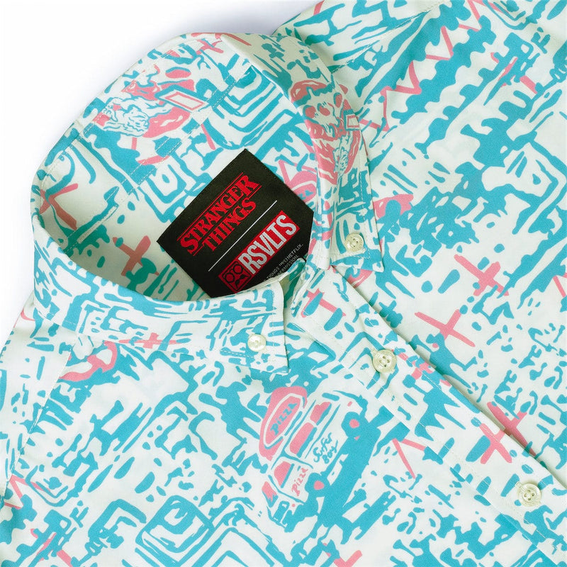 RSVLTS Surfer Boy Pizza KUNUFLEX Short Sleeve Shirt in Blue — detail 5