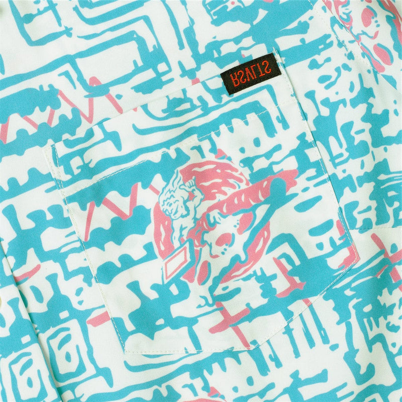 RSVLTS Surfer Boy Pizza Women's KUNUFLEX Short Sleeve Shirt in Blue — detail 4