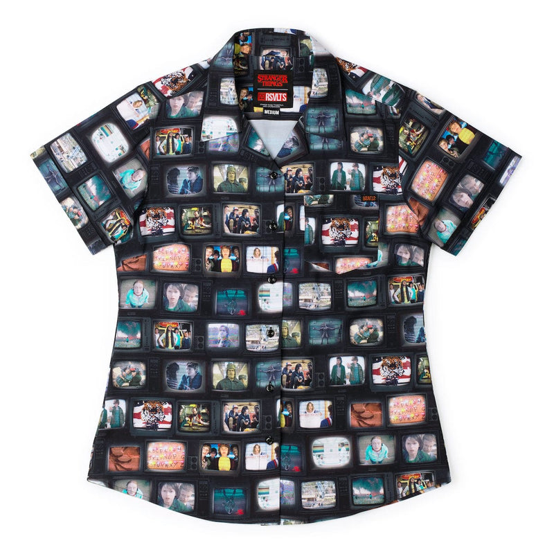 RSVLTS Strange Signals Women's KUNUFLEX Short Sleeve Shirt in Black — front view
