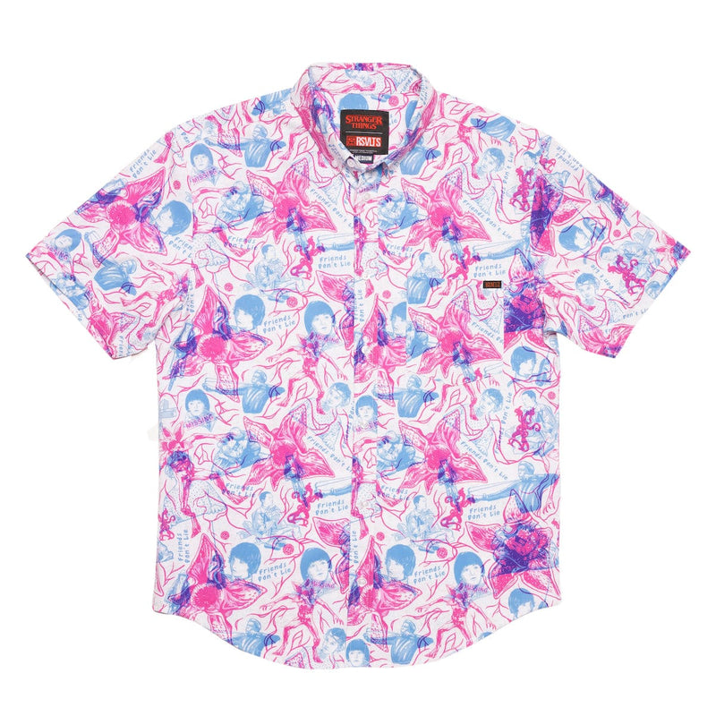 RSVLTS Friends Don't Lie KUNUFLEX Short Sleeve Shirt in Blue — detail 4