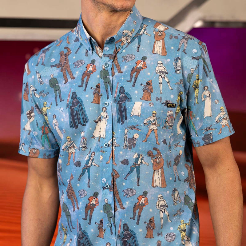 RSVLTS Retro ‘77 KUNUFLEX Short Sleeve Shirt in Blue — detail 3