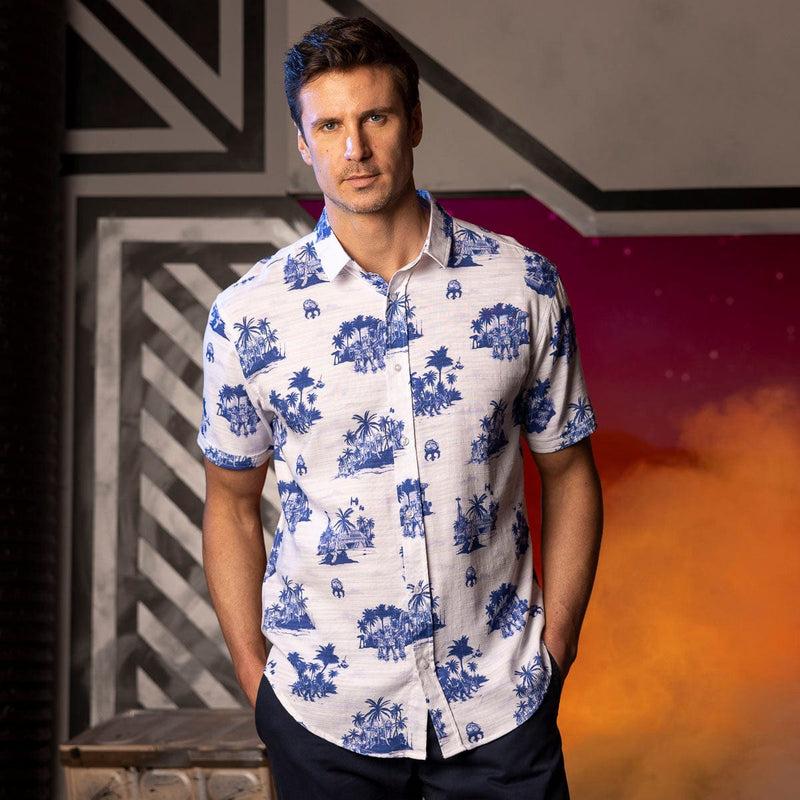 RSVLTS Tide of the Battle Bamboo Short Sleeve Shirt in Blue — detail 2