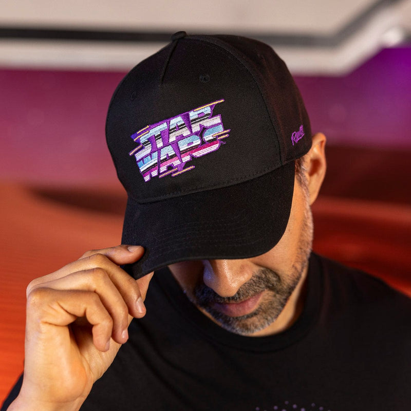 RSVLTS Synthwave Logo 5-Panel Curved Brim Hat in Black — detail 2