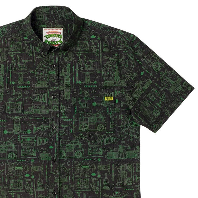 RSVLTS Greenprints KUNUFLEX Short Sleeve Shirt in Black — front view