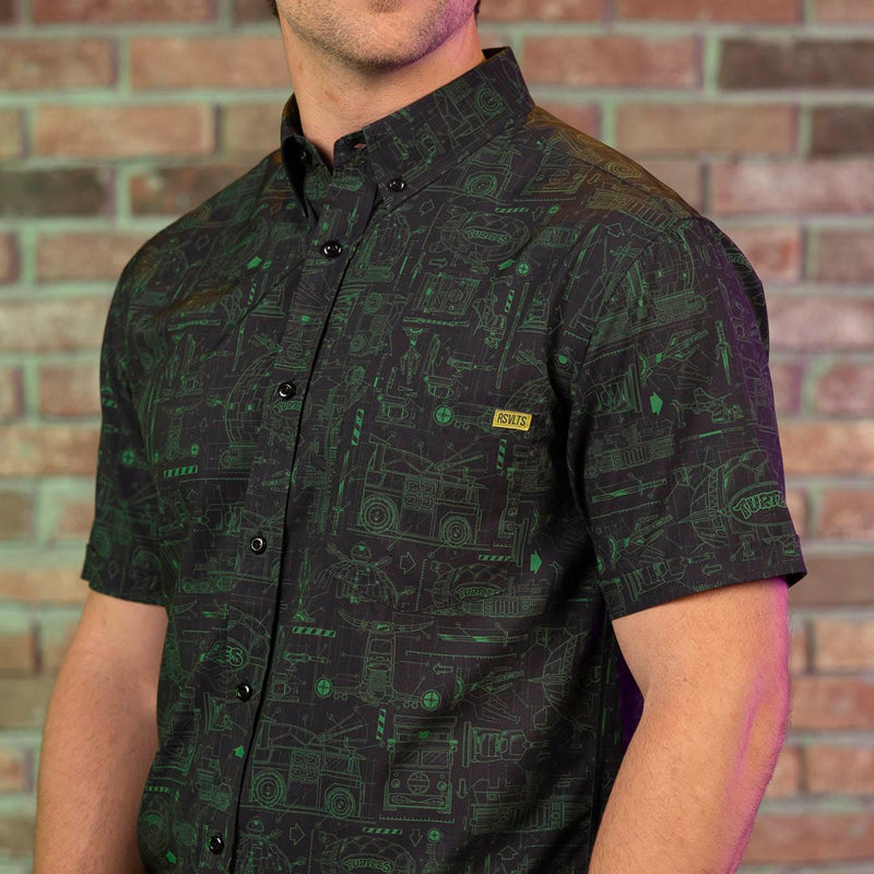 RSVLTS Greenprints KUNUFLEX Short Sleeve Shirt in Black — detail 2