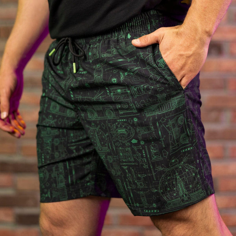 RSVLTS Greenprints Hybrid Shorts in Black — detail 2