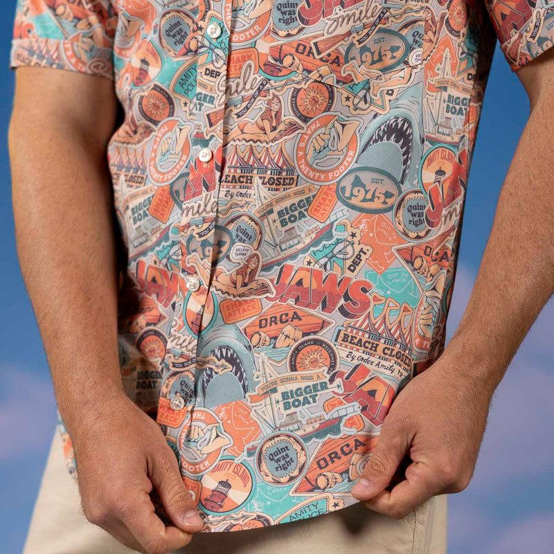 RSVLTS Greetings from Amity KUNUFLEX Short Sleeve Shirt in Multicolor — detail 2