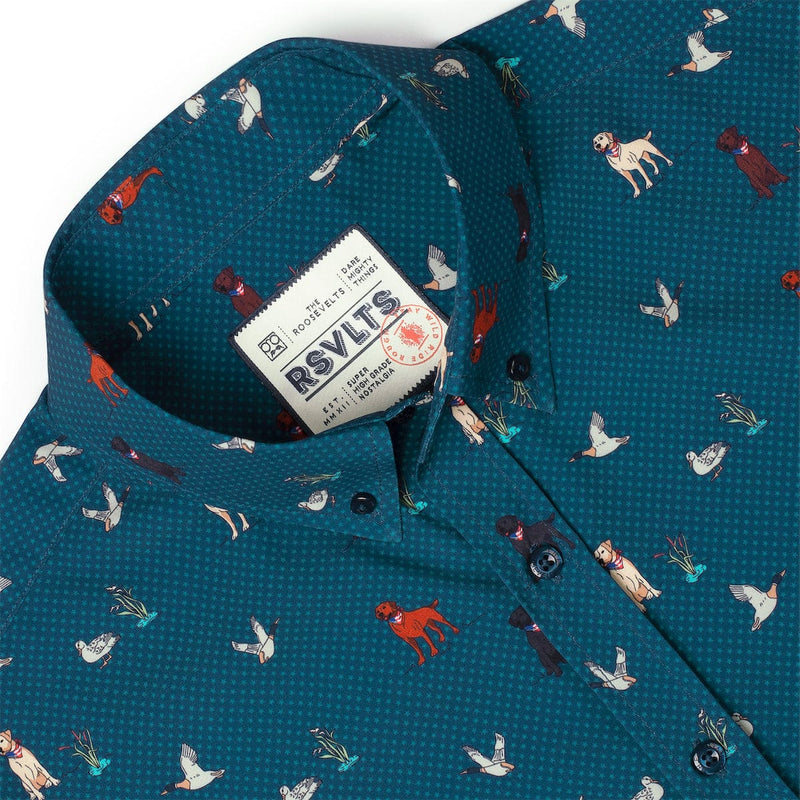 RSVLTS Duck, Duck, Dog! KUNUFLEX Short Sleeve Shirt in Green — detail 2