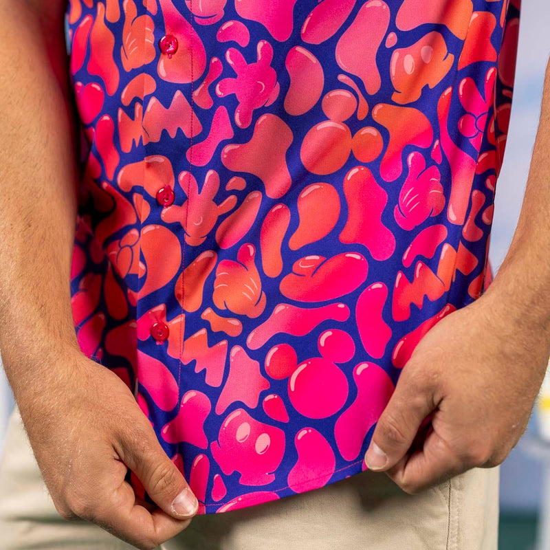 RSVLTS Glow Flow Mickey KUNUFLEX Short Sleeve Shirt in Pink — detail 4