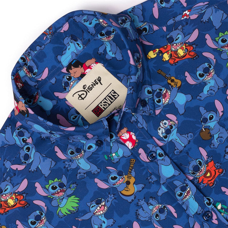RSVLTS Stitch Being Stitch KUNUFLEX Short Sleeve Shirt in Blue — detail 2