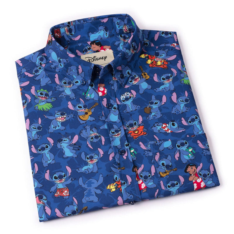 RSVLTS Stitch Being Stitch KUNUFLEX Short Sleeve Shirt in Blue — detail 3