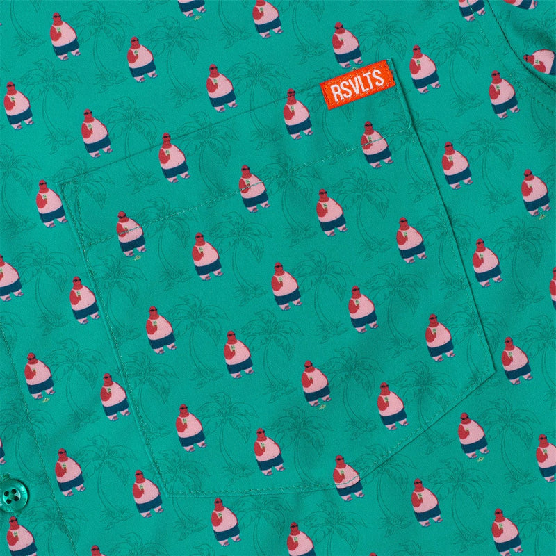 RSVLTS Ice Cream Man KUNUFLEX Short Sleeve Shirt in Green — detail 2
