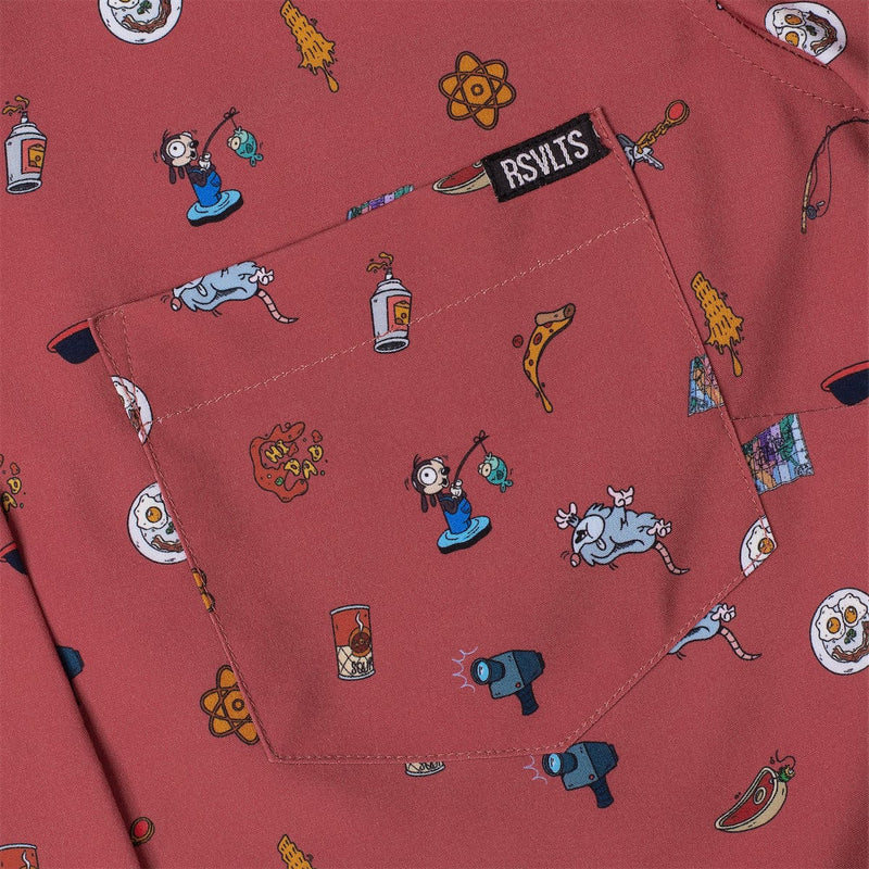 RSVLTS Road Trip Trinkets Women's KUNUFLEX Short Sleeve Shirt in Red — detail 3