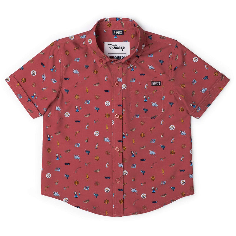 RSVLTS Road Trip Trinkets Preschool KUNUFLEX Short Sleeve Shirt in Red — front view