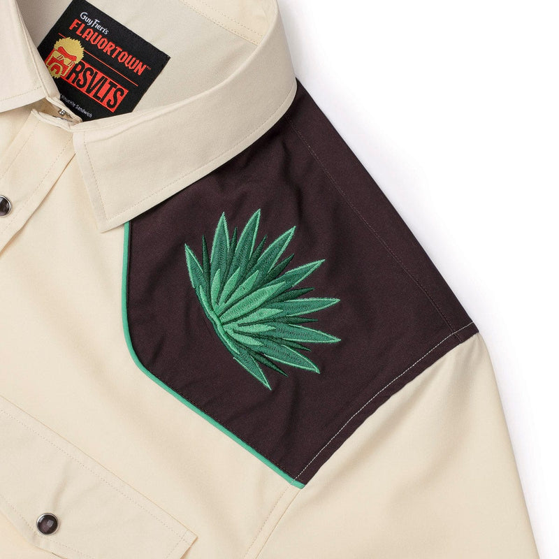RSVLTS Mas Santo! Roper Short Sleeve Shirt in Neutral — detail 3
