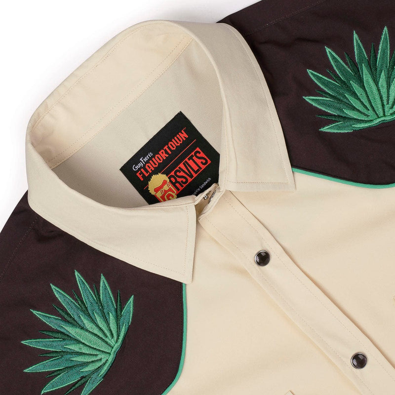 RSVLTS Mas Santo! Roper Short Sleeve Shirt in Neutral — detail 4