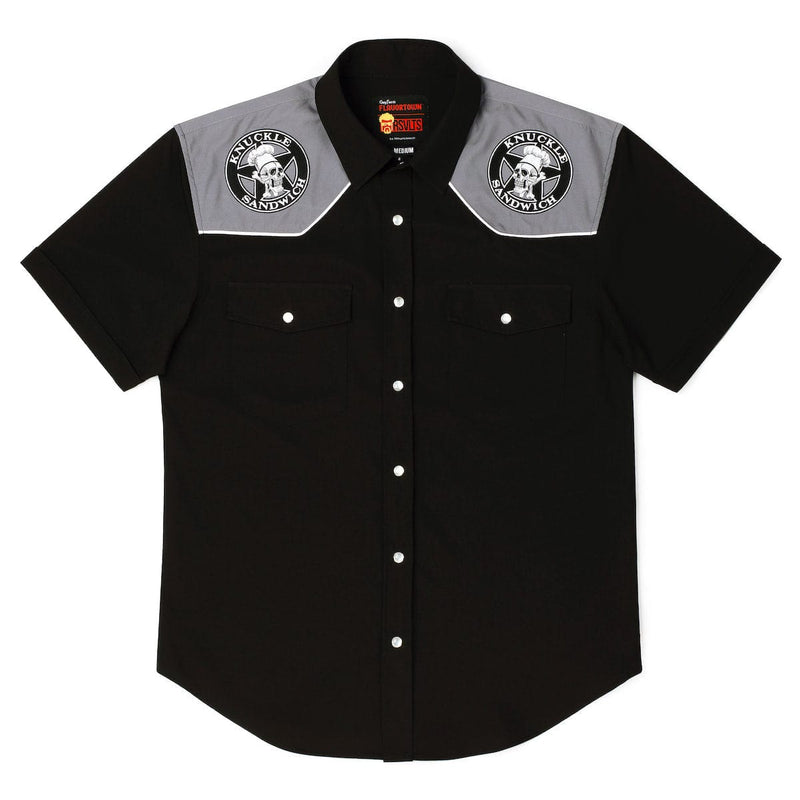 RSVLTS Knuckle Sandwich Roper Short Sleeve Shirt in Black — detail 2