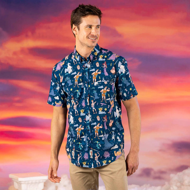 RSVLTS Grecian Gallery KUNUFLEX Short Sleeve Shirt in Blue — detail 2