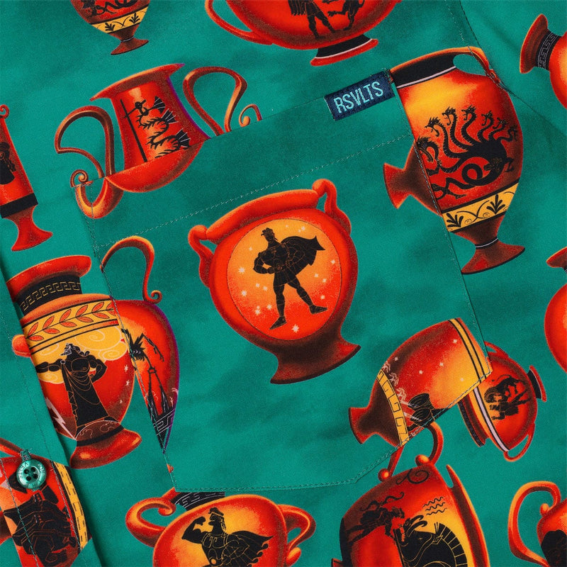 RSVLTS Vases of Valor KUNUFLEX Short Sleeve Shirt in Green — detail 2