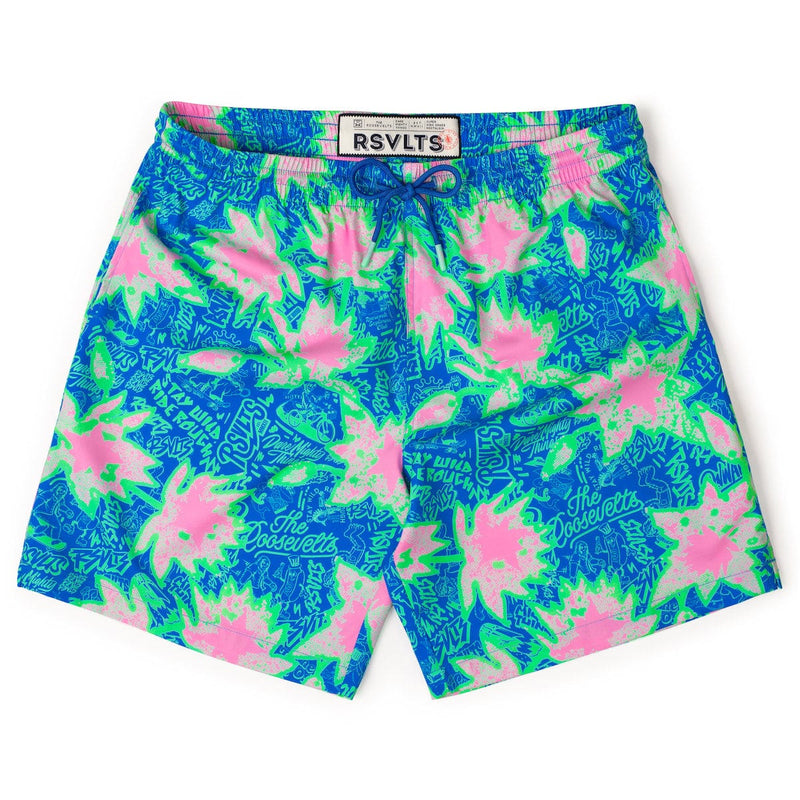 RSVLTS Camp Kunu Floral (Light Blue) Hybrid Shorts — front view