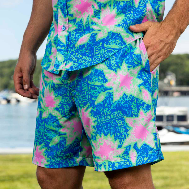 RSVLTS Camp Kunu Floral (Light Blue) Hybrid Shorts — detail 2