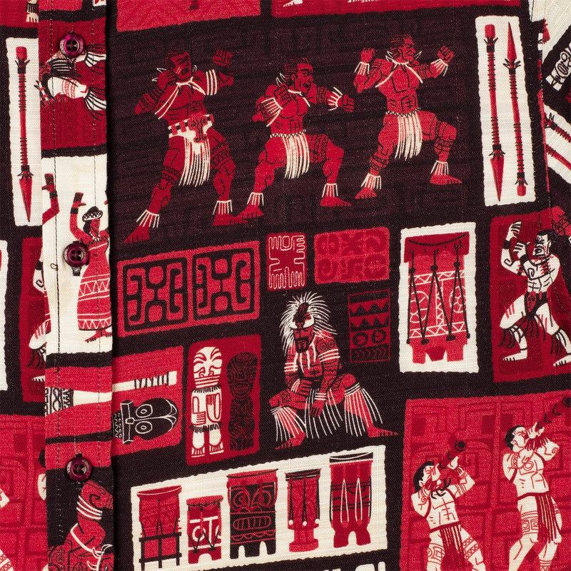 RSVLTS The Spirit of Polynesia Bamboo Short Sleeve Shirt in Red — detail 3