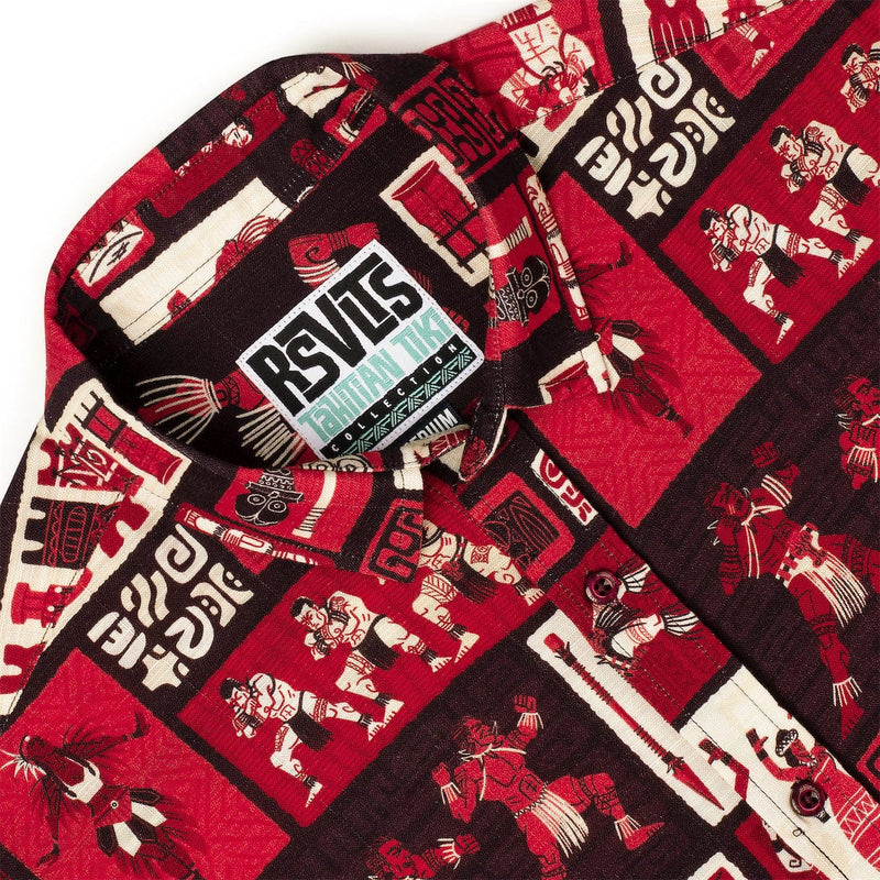 RSVLTS The Spirit of Polynesia Bamboo Short Sleeve Shirt in Red — detail 4