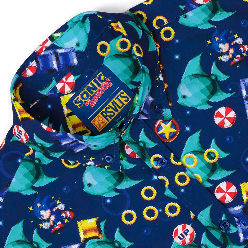RSVLTS Spinning Maze Mayhem KUNUFLEX Short Sleeve Shirt in Blue — detail 4