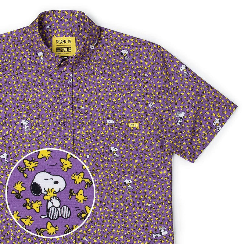 RSVLTS Bird & Beagle KUNUFLEX Short Sleeve Shirt in Purple — front view