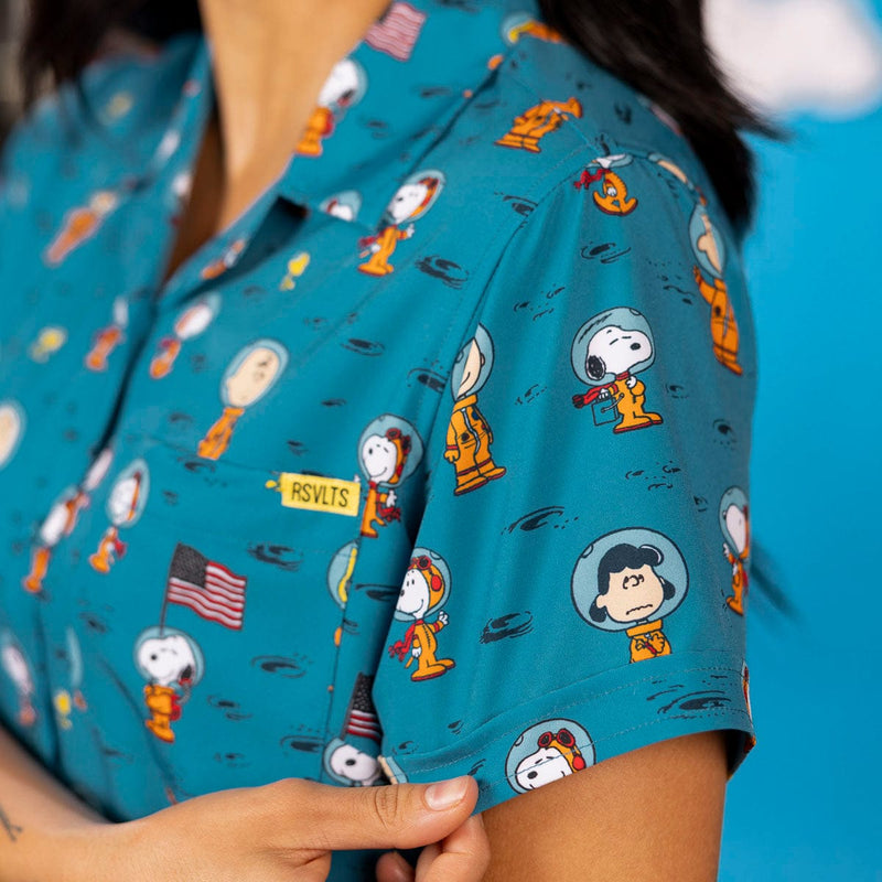 RSVLTS Astro 'Nuts Women's KUNUFLEX Short Sleeve Shirt in Blue — detail 2