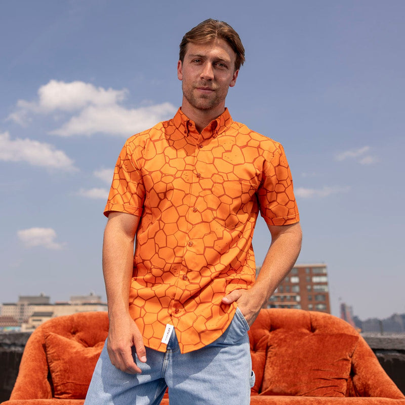 RSVLTS Clobberin' Time KUNUFLEX Short Sleeve Shirt in Orange — detail 2