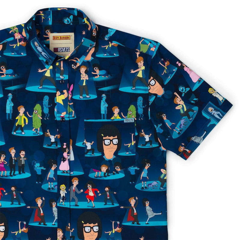 RSVLTS Night of the Living Dance KUNUFLEX Short Sleeve Shirt in Blue — front view