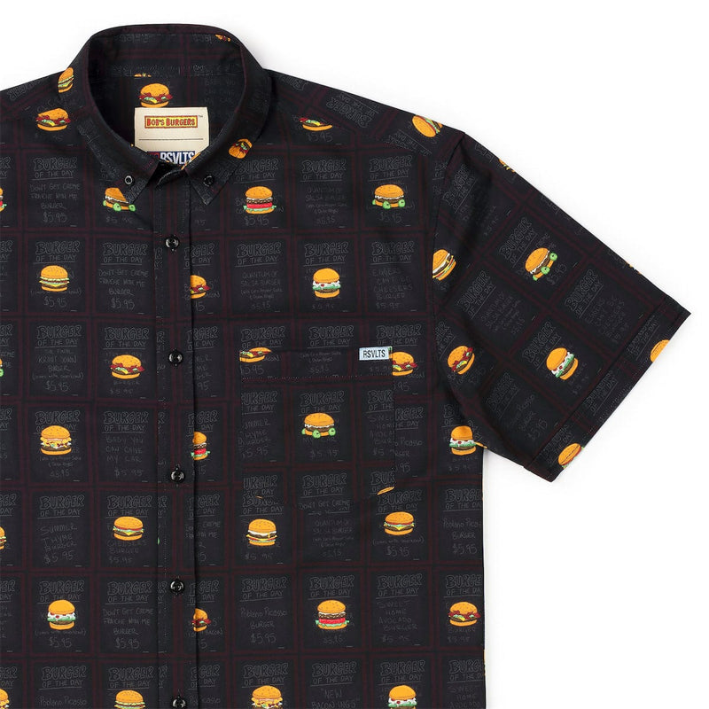 RSVLTS Burgers of the Day KUNUFLEX Short Sleeve Shirt in Black — front view