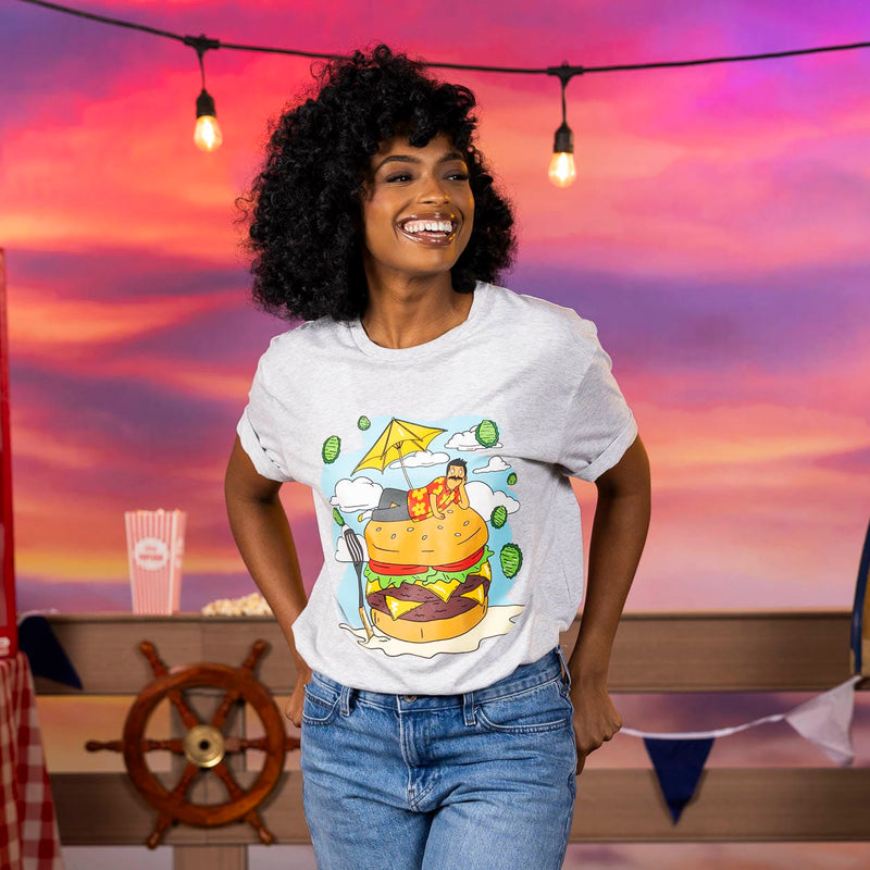 RSVLTS Bob on a Burger Crewneck Tee in Gray — detail 5