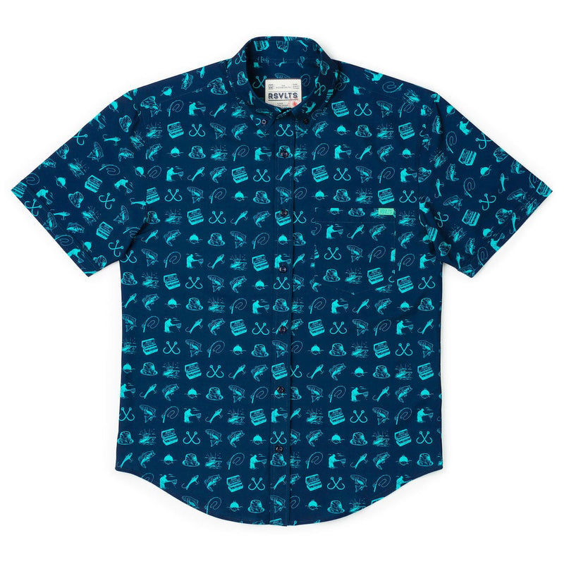 RSVLTS Playing Hooky KUNUFLEX Short Sleeve Shirt in Blue — detail 3