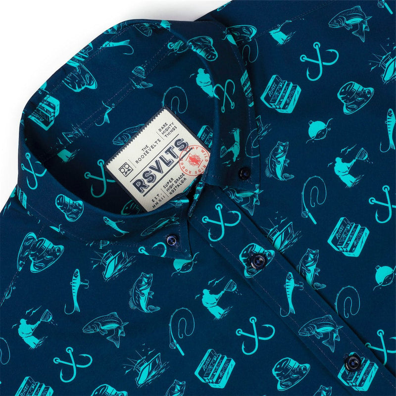 RSVLTS Playing Hooky KUNUFLEX Short Sleeve Shirt in Blue — detail 4