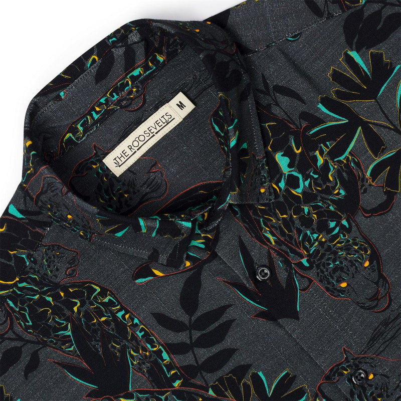 RSVLTS Jag Noir Bamboo Short Sleeve Shirt in Black — detail 4