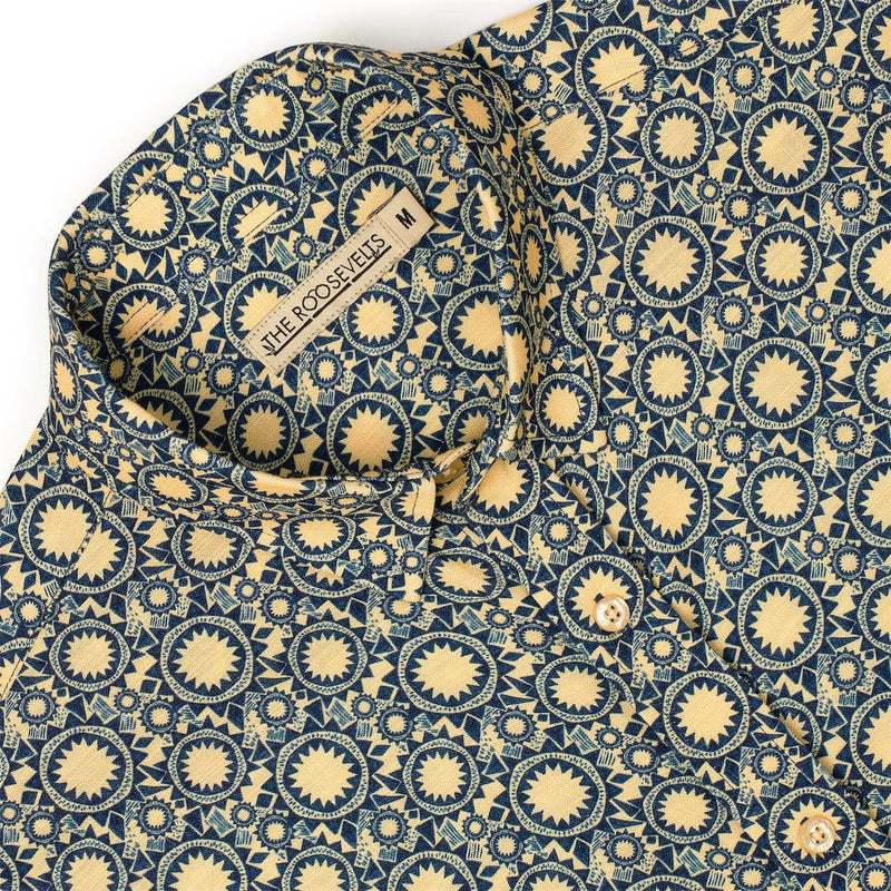 RSVLTS Sunburst Bamboo Short Sleeve Shirt in Blue — detail 3