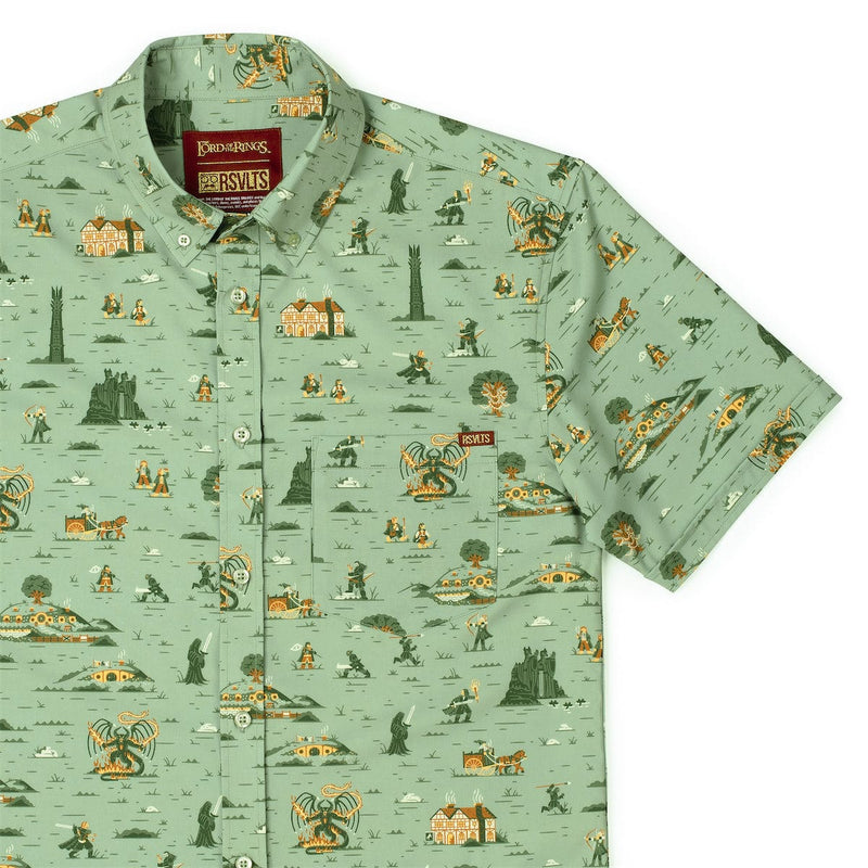 RSVLTS Frodo's Journey KUNUFLEX Short Sleeve Shirt in Green — front view