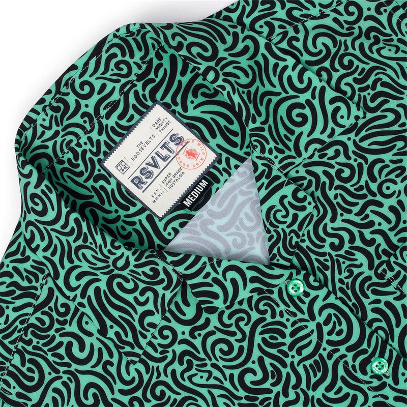 RSVLTS Squiggle Zoo Women's KUNUFLEX Short Sleeve Shirt in Black — detail 2