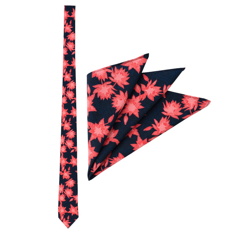 RSVLTS Camp Kunu Floral (Red) Tie & Pocket Sq. Tie & Pocket Square — front view
