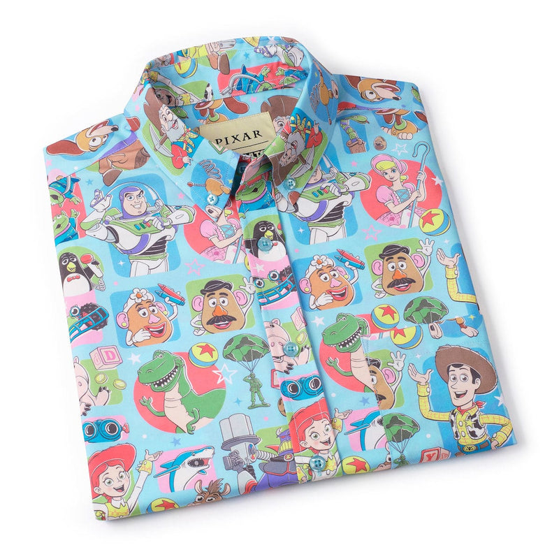 RSVLTS Toying Around KUNUFLEX Short Sleeve Shirt in Blue — detail 4