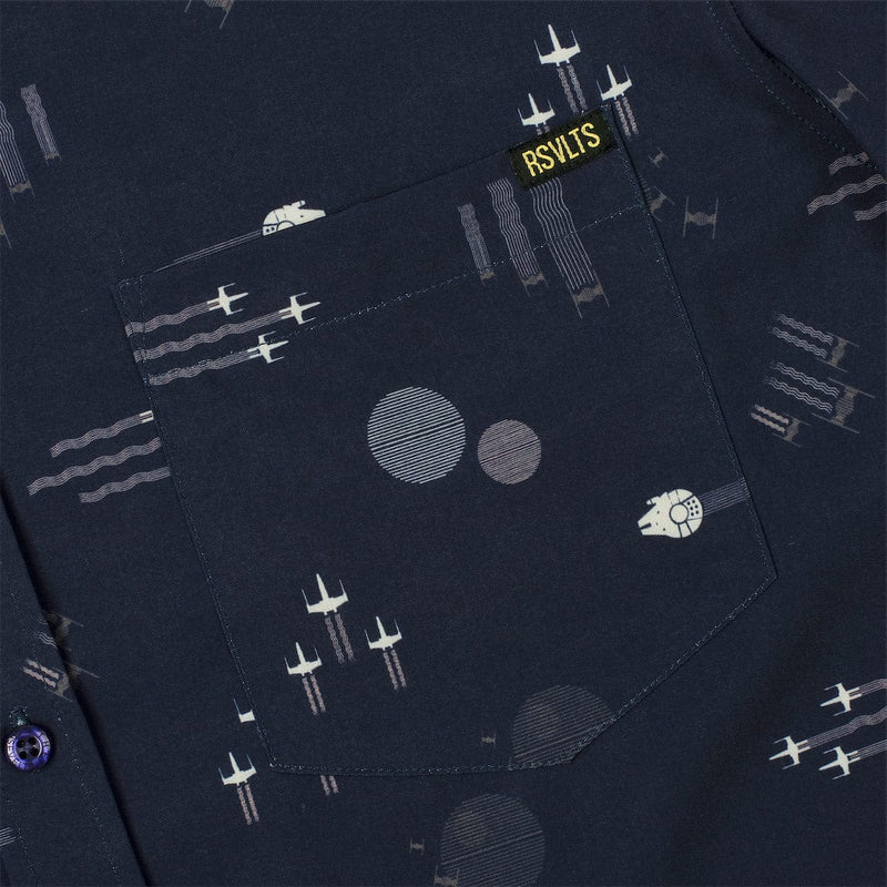 RSVLTS Echoes of Battle KUNUFLEX Short Sleeve Shirt in Black — detail 2