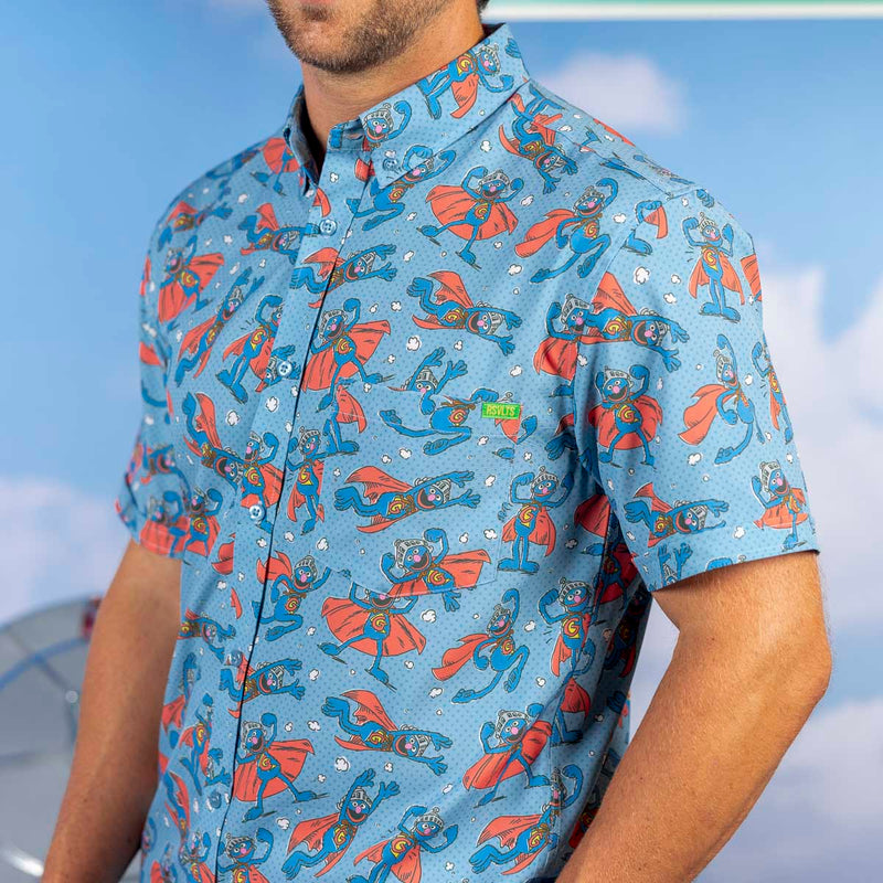 RSVLTS Super Grover KUNUFLEX Short Sleeve Shirt in Blue — detail 2