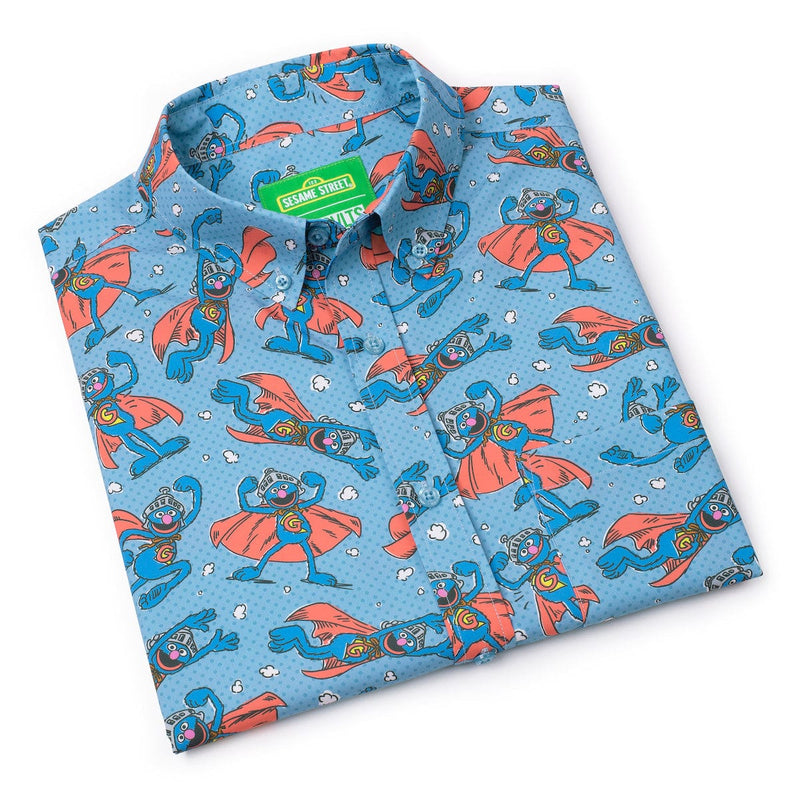 RSVLTS Super Grover KUNUFLEX Short Sleeve Shirt in Blue — detail 4