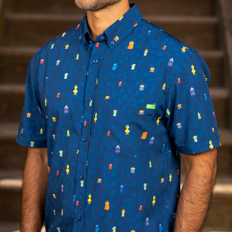 RSVLTS 8-Bit Buddies KUNUFLEX Short Sleeve Shirt in Blue — detail 3