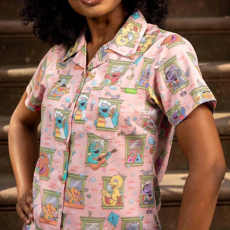 RSVLTS Welcome to the Neighborhood Women's KUNUFLEX Short Sleeve Shirt in Multicolor — detail 2
